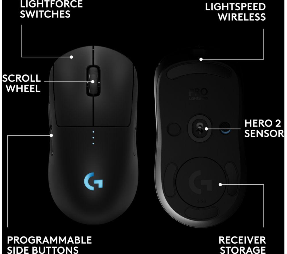 Ratón óptico inalámbrico para gaming LOGITECH PRO 2 Lightspeed RGB - Negro