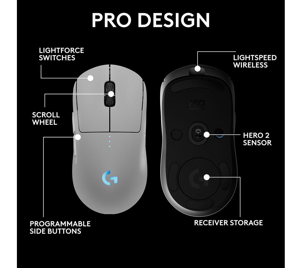 LOGITECH PRO 2 Lightspeed RGB Wireless Optical Gaming Mouse - White