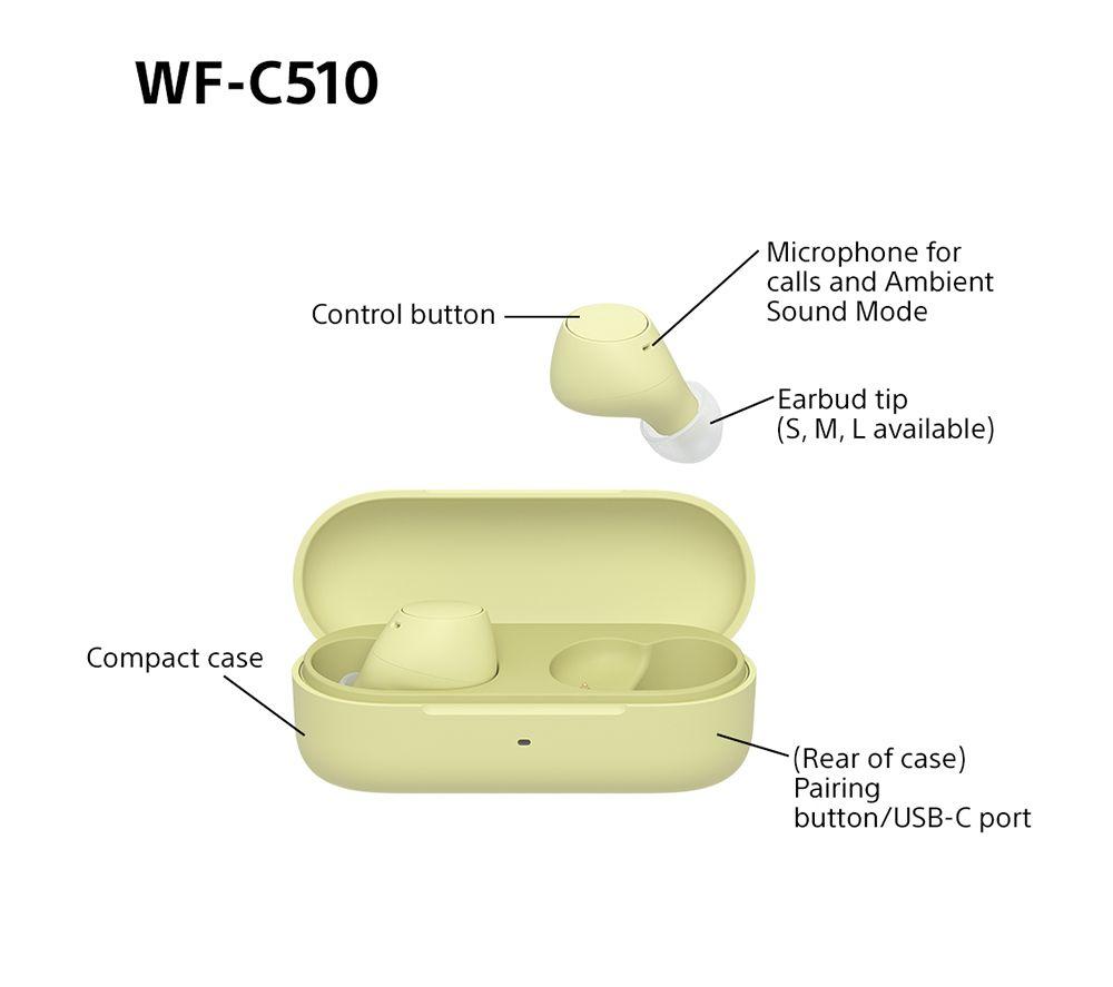 Audífonos inalámbricos Bluetooth SONY WF-C510 - Amarillos