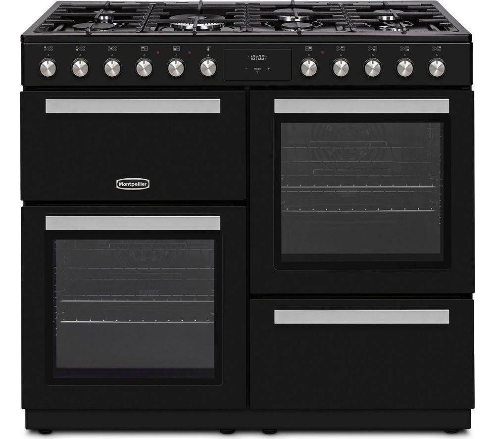 MONTPELLIER MDFRC100K 100 cm Dual Fuel Range Cooker - Black & Chrome