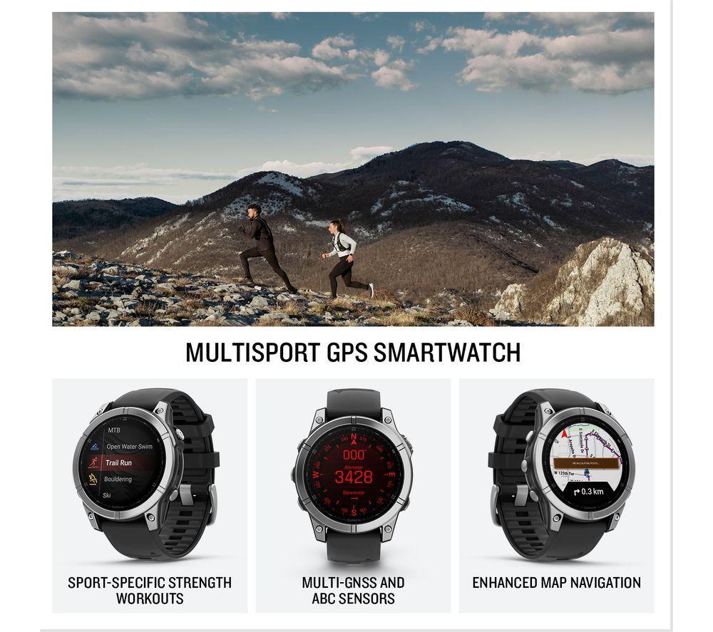 GARMIN fenix E AMOLED Smartwatch – Edelstahl & Schwarz, 47 mm