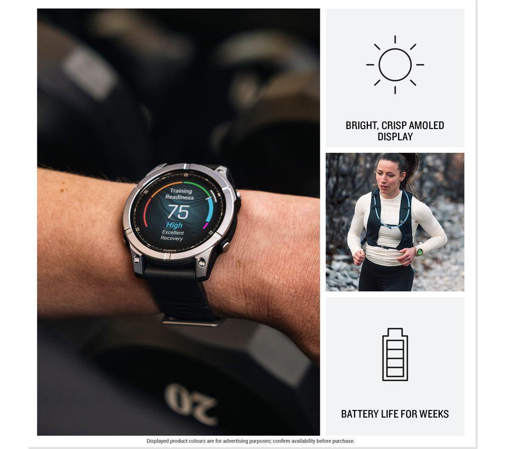 GARMIN fenix E AMOLED Smartwatch – Edelstahl & Schwarz, 47 mm