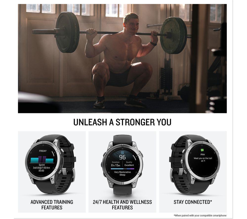 GARMIN fenix E AMOLED Smartwatch – Edelstahl & Schwarz, 47 mm