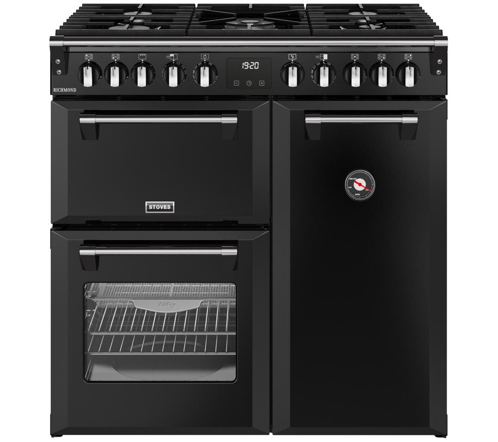 STOVES Richmond 90DF 90 cm Dual Fuel Range Cooker - Black & Chrome