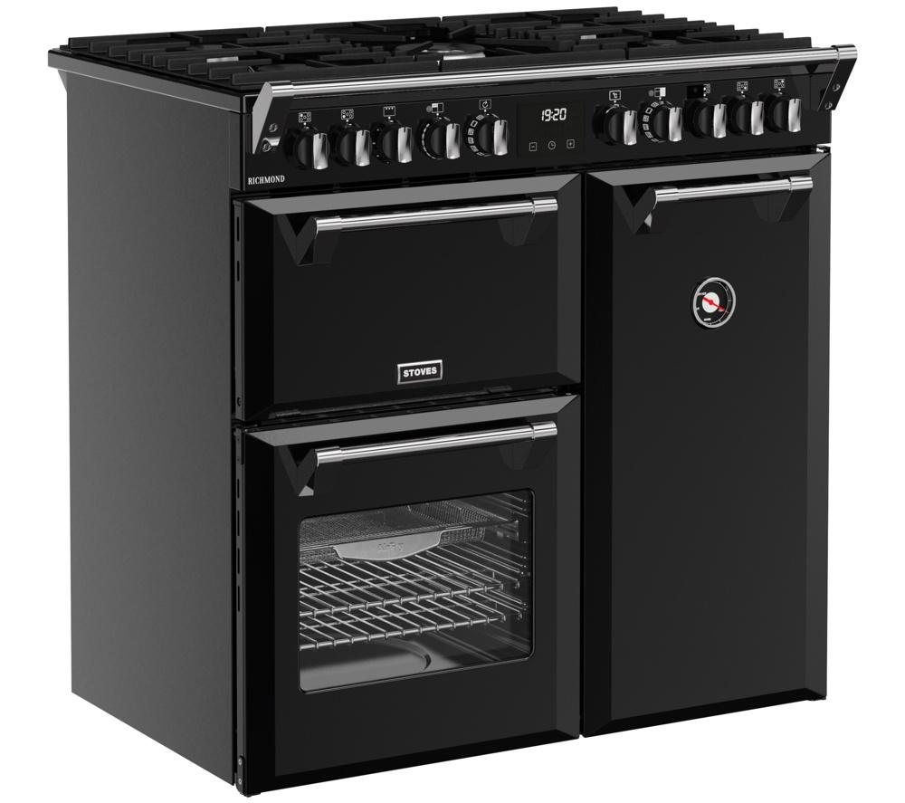 STOVES Richmond 90DF 90 cm Dual Fuel Range Cooker - Black & Chrome
