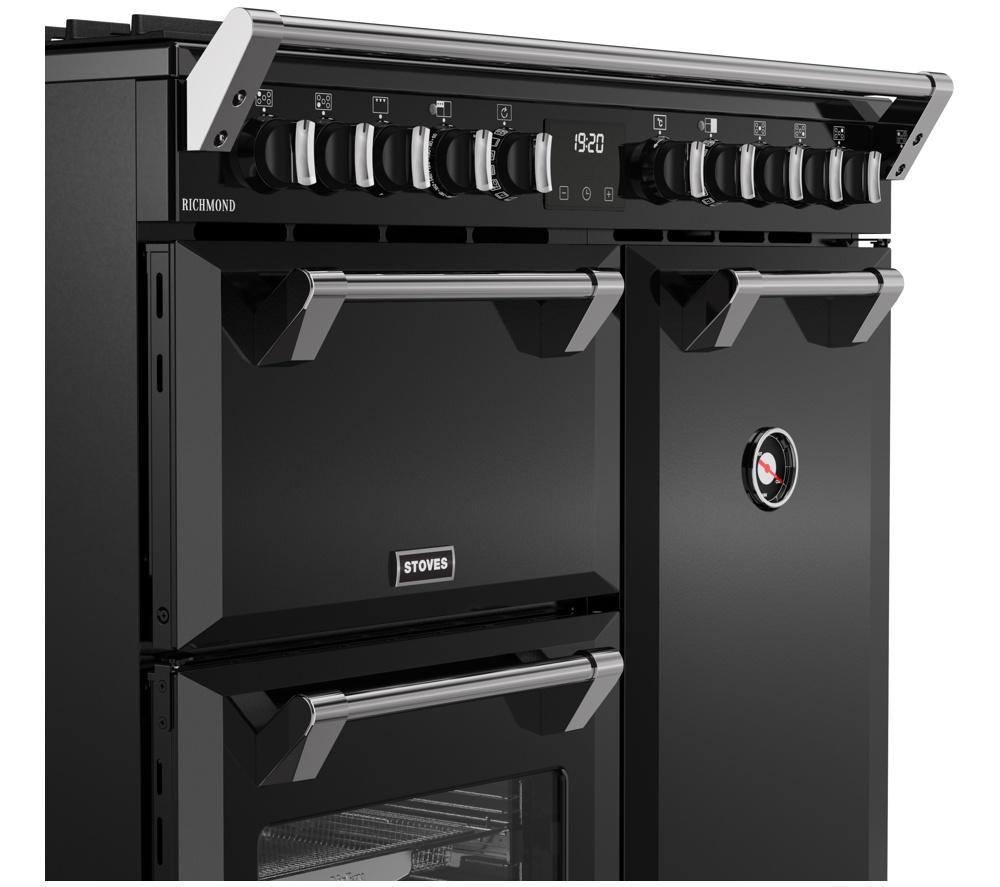 STOVES Richmond 90DF 90 cm Dual Fuel Range Cooker - Black & Chrome