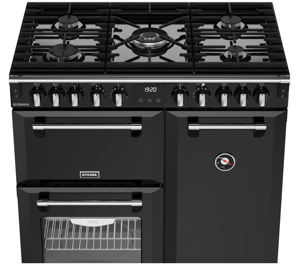 STOVES Richmond 90DF 90 cm Dual Fuel Range Cooker - Black & Chrome