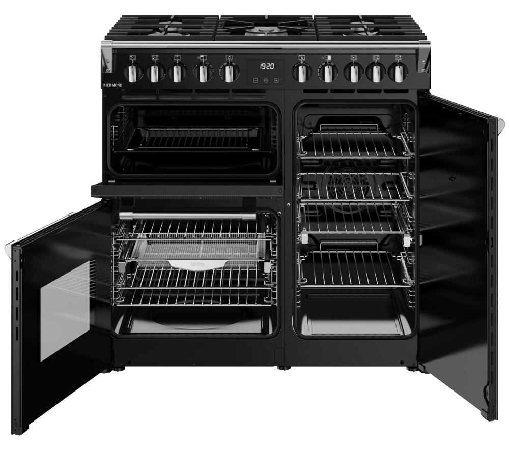 STOVES Richmond 90DF 90 cm Dual Fuel Range Cooker - Black & Chrome