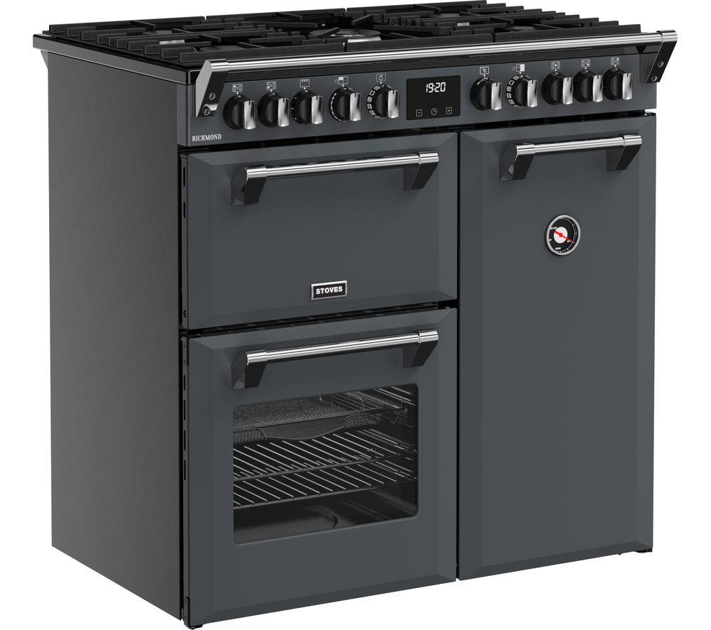 STOVES Richmond 90DF 90 cm Dual Fuel Range Cooker - Anthracite & Chrome
