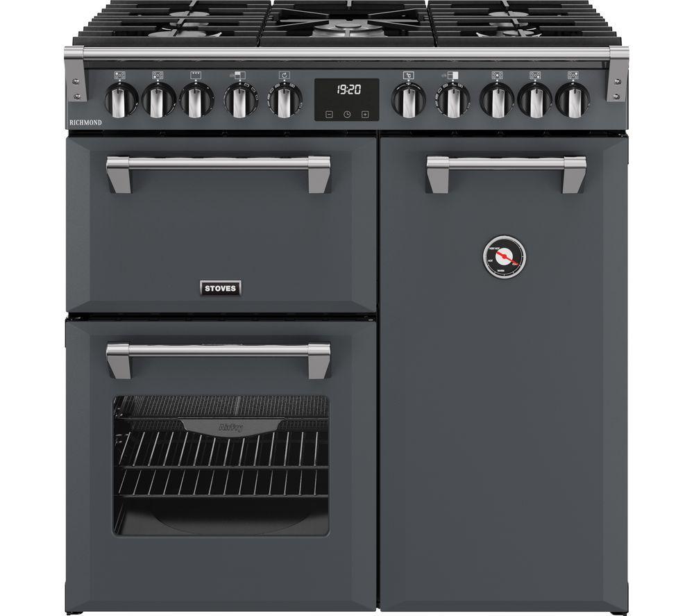 STOVES Richmond 90DF 90 cm Dual Fuel Range Cooker - Anthracite & Chrome