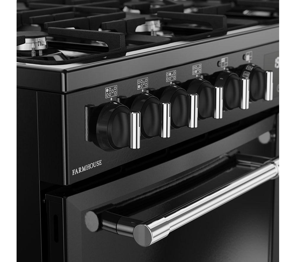 Cocina de pie de doble combustible BELLING Farmhouse 100DF - Negro y Cromo