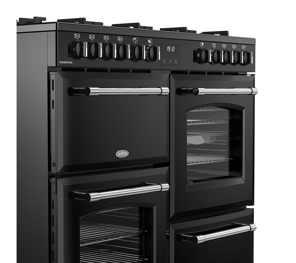 Cocina de pie de doble combustible BELLING Farmhouse 100DF - Negro y Cromo