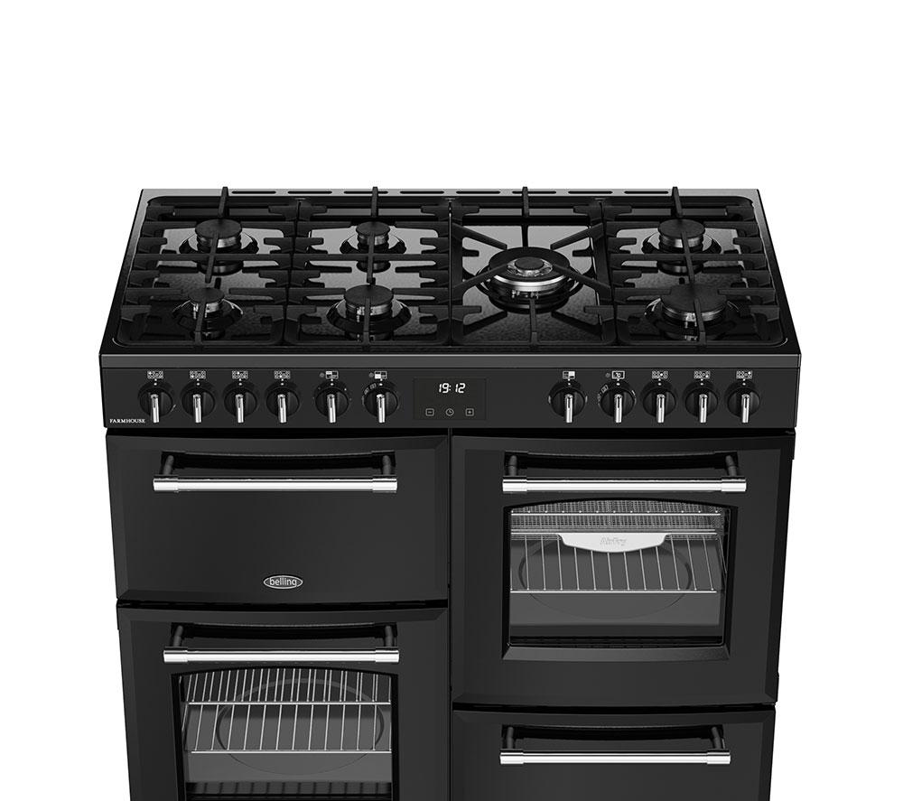 Cocina de pie de doble combustible BELLING Farmhouse 100DF - Negro y Cromo