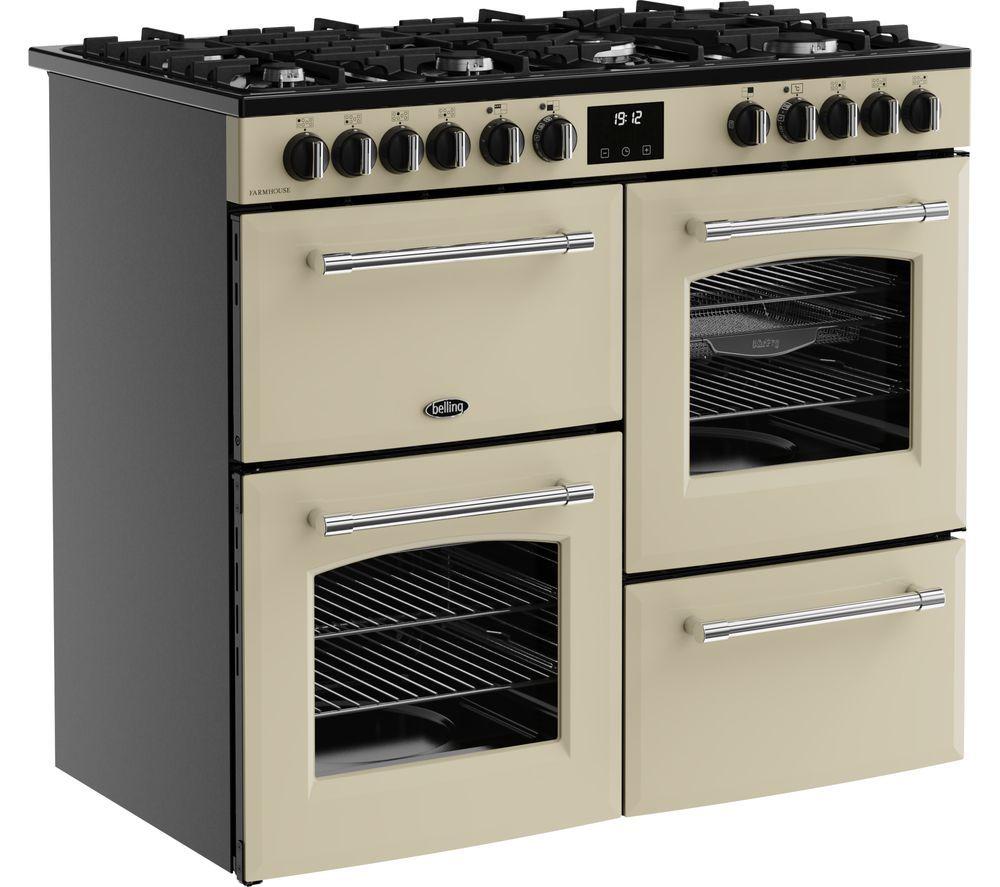 Cocina de doble combustible BELLING Farmhouse 100DF - Crema y Cromo