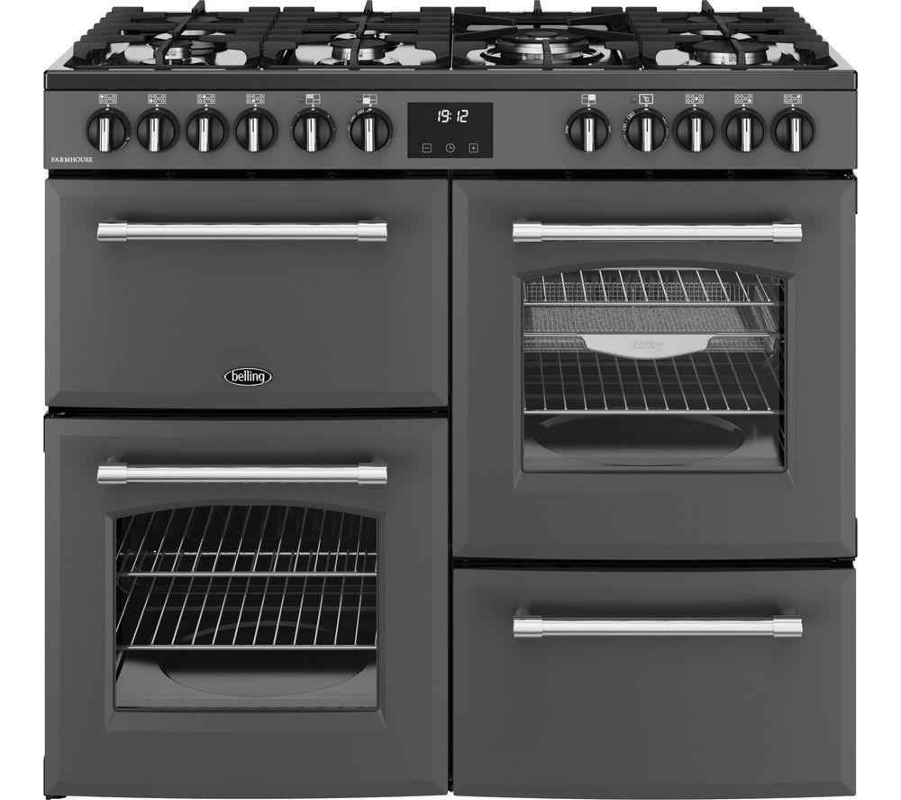 BELLING Farmhouse 100DF Dual Fuel Range Cooker - Anthracite & Chrome