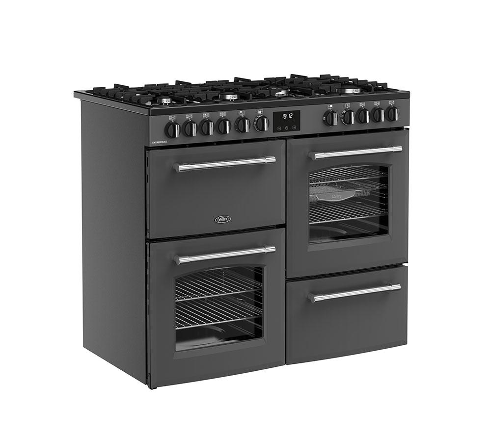 BELLING Farmhouse 100DF Dual Fuel Range Cooker - Anthracite & Chrome
