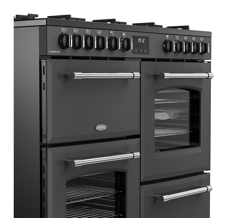 BELLING Farmhouse 100DF Dual Fuel Range Cooker - Anthracite & Chrome