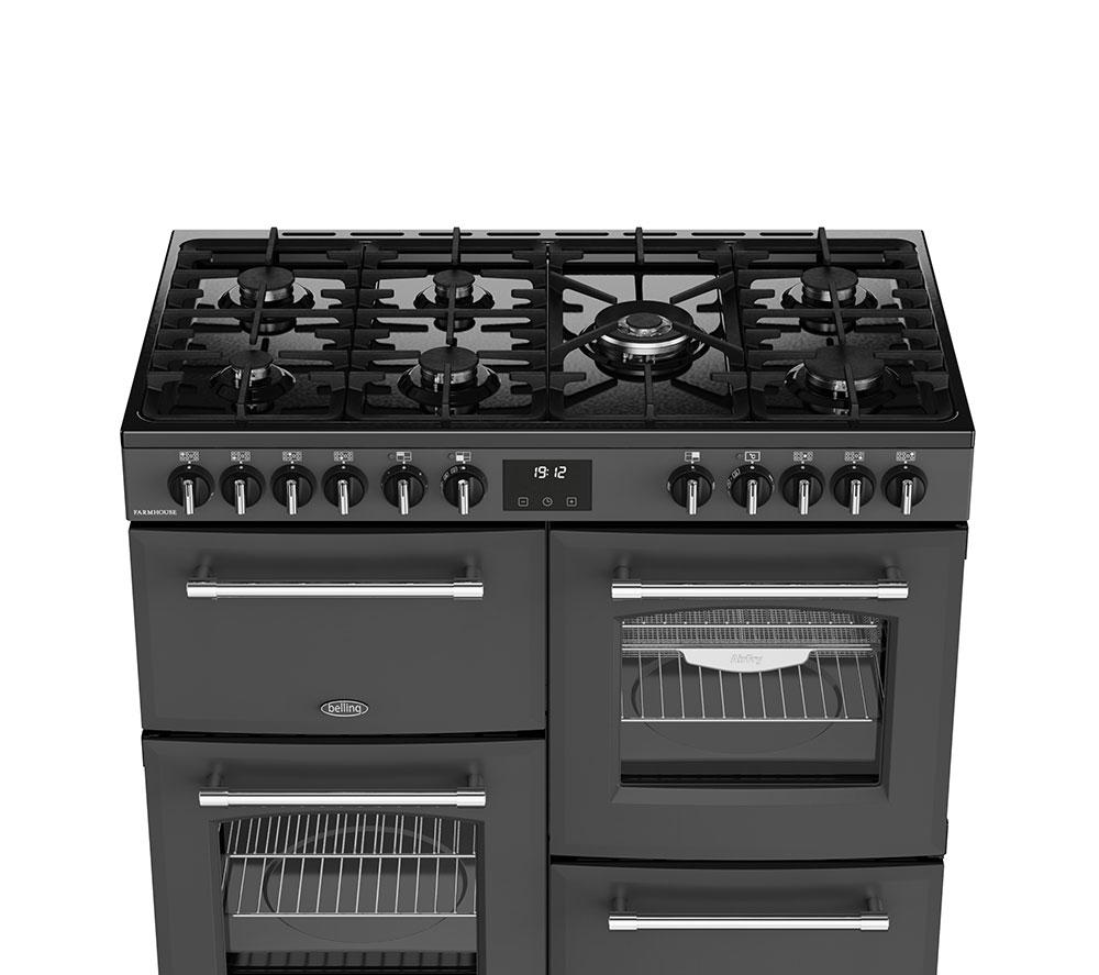 BELLING Farmhouse 100DF Dual Fuel Range Cooker - Anthracite & Chrome