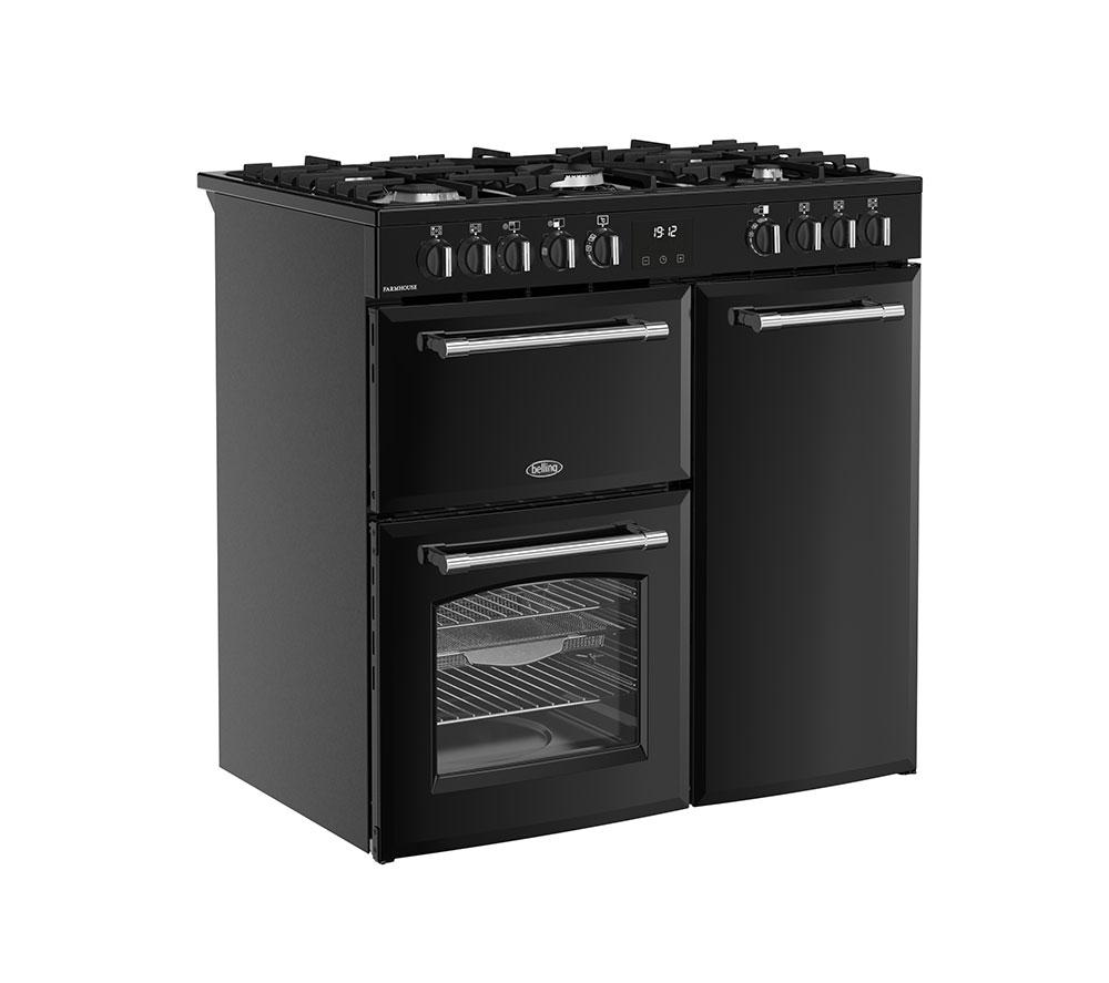 Cocina de doble combustible BELLING Farmhouse 90DF - Negro y cromo
