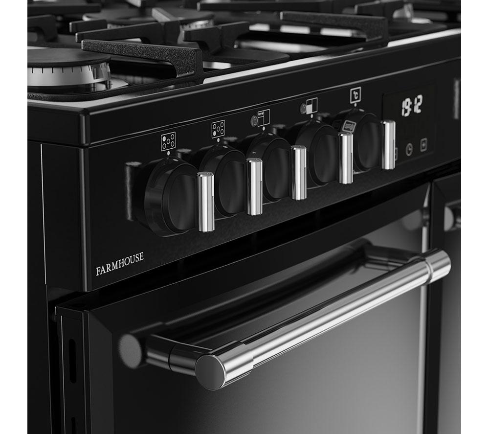 Cocina de doble combustible BELLING Farmhouse 90DF - Negro y cromo