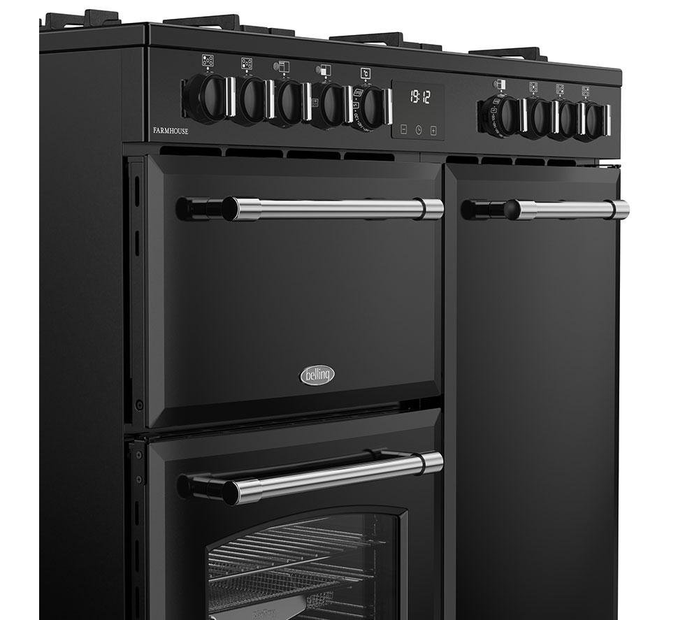 Cocina de doble combustible BELLING Farmhouse 90DF - Negro y cromo