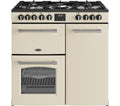 BELLING Farmhouse 90DF Dual Fuel Range Cooker - Cream & Chrome