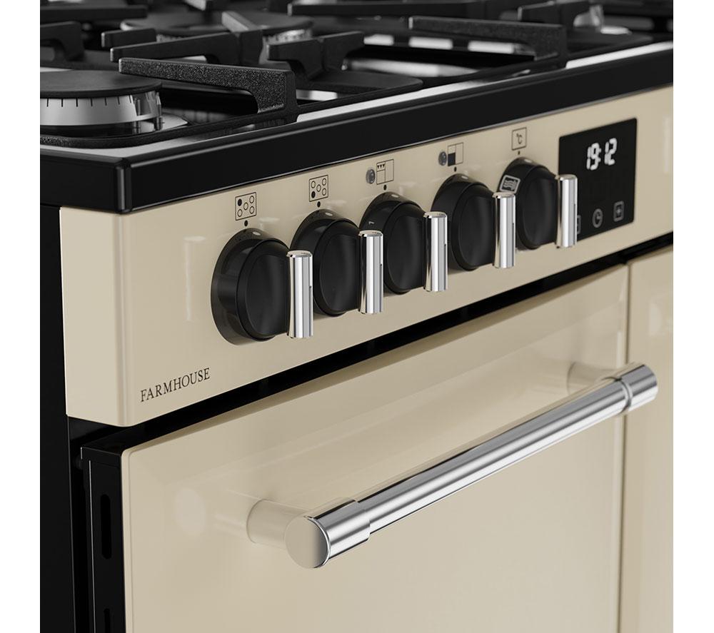 BELLING Farmhouse 90DF Dual Fuel Range Cooker - Cream & Chrome
