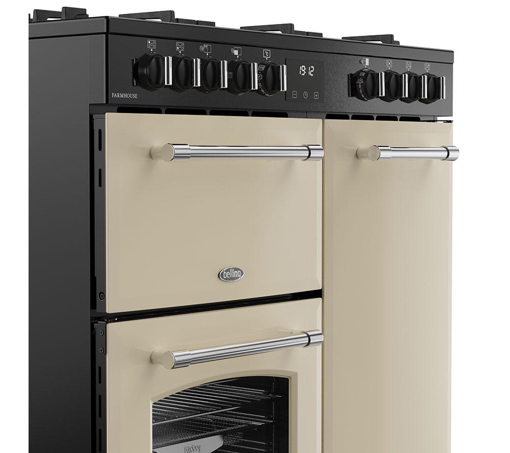 BELLING Farmhouse 90DF Dual Fuel Range Cooker - Cream & Chrome