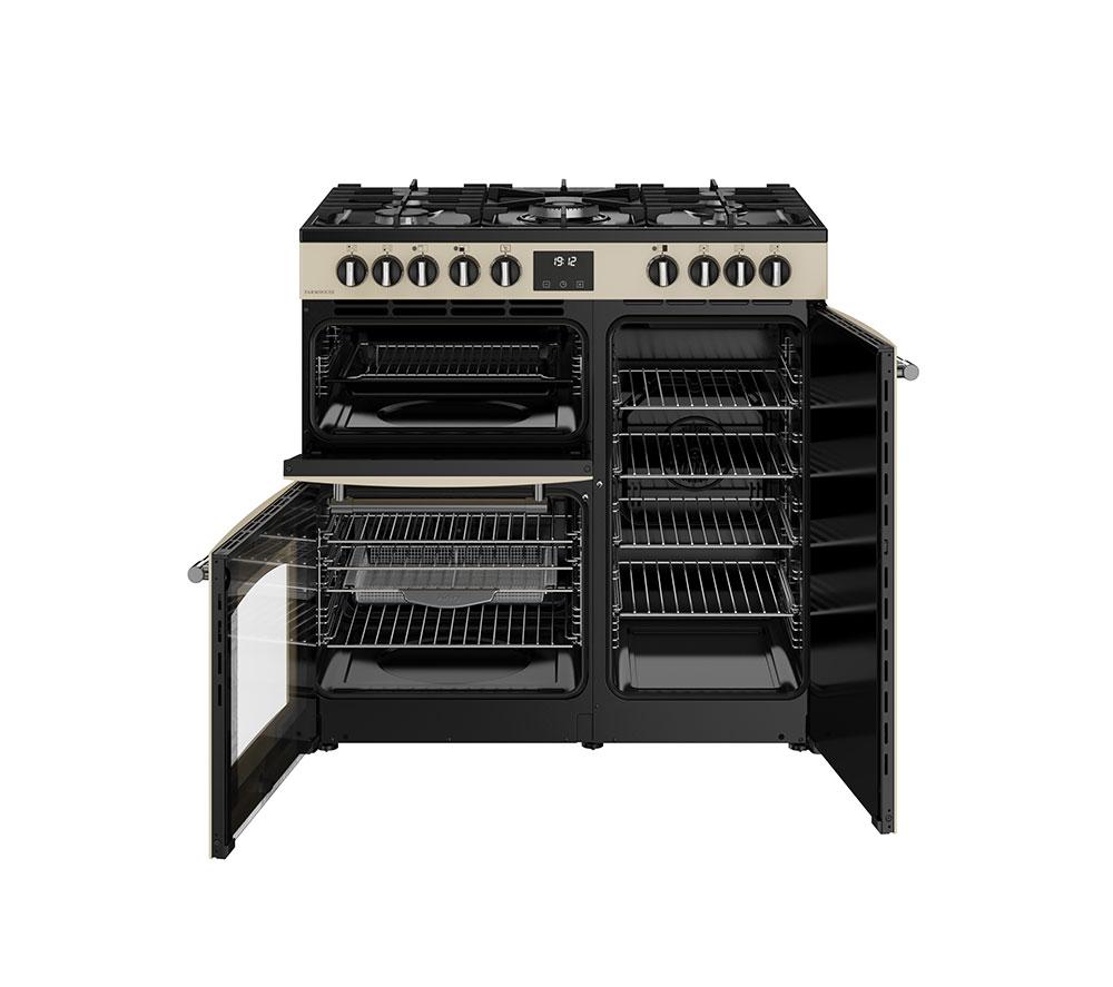 BELLING Farmhouse 90DF Dual Fuel Range Cooker - Cream & Chrome