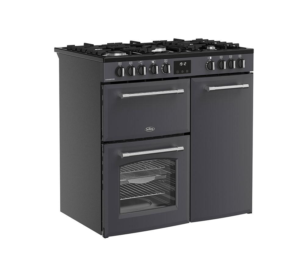 BELLING Farmhouse 90DF Dual Fuel Range Cooker - Anthracite & Chrome