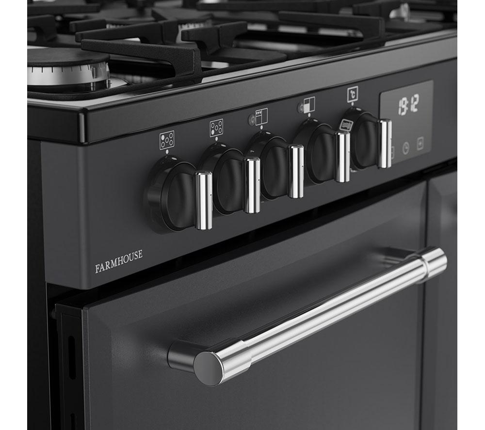 BELLING Farmhouse 90DF Dual Fuel Range Cooker - Anthracite & Chrome