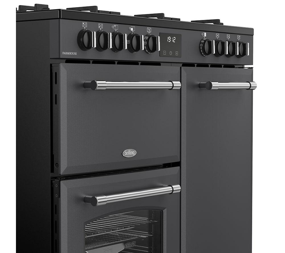 BELLING Farmhouse 90DF Dual Fuel Range Cooker - Anthracite & Chrome