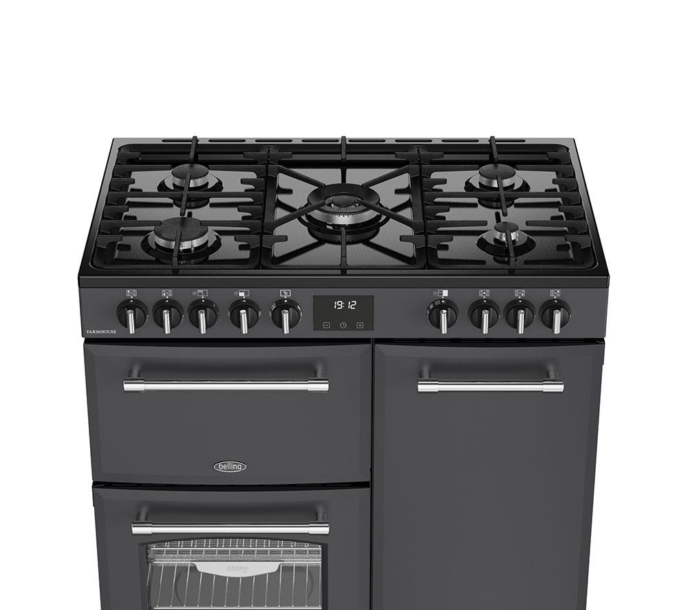 BELLING Farmhouse 90DF Dual Fuel Range Cooker - Anthracite & Chrome