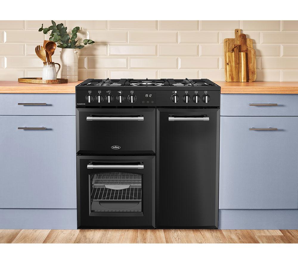 BELLING Farmhouse 90DF Dual Fuel Range Cooker - Anthracite & Chrome