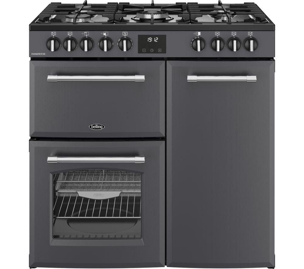 BELLING Farmhouse 90DF Dual Fuel Range Cooker - Anthracite & Chrome