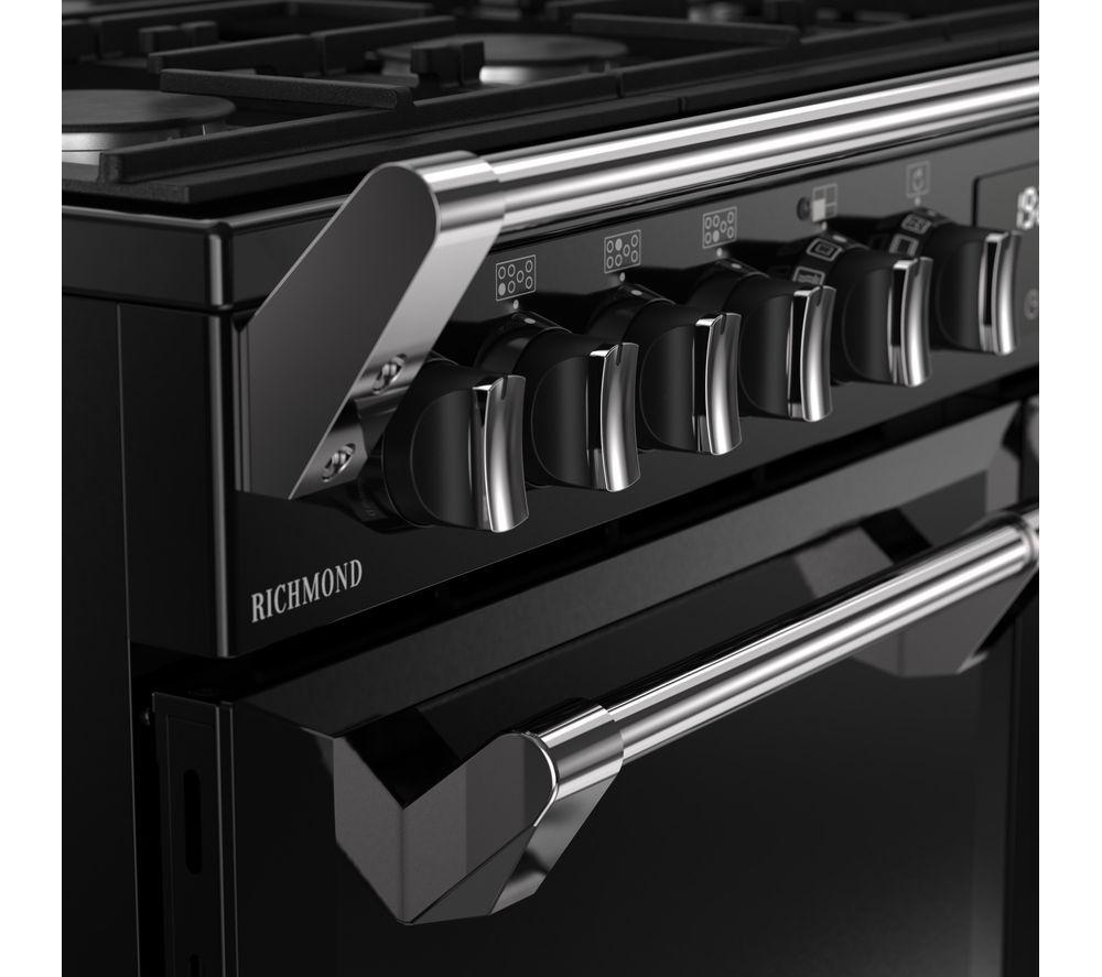 STOVES Richmond 100DF Dual Fuel Range Cooker - Black & Chrome