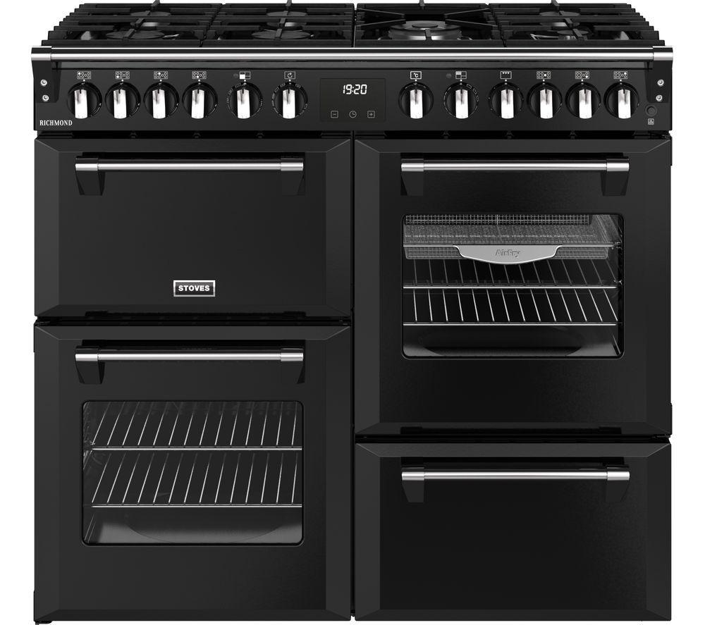 STOVES Richmond 100DF Dual Fuel Range Cooker - Black & Chrome