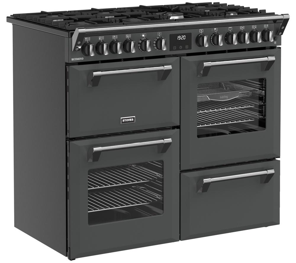 STOVES Richmond 100DF Dual Fuel Range Cooker - Anthracite & Chrome