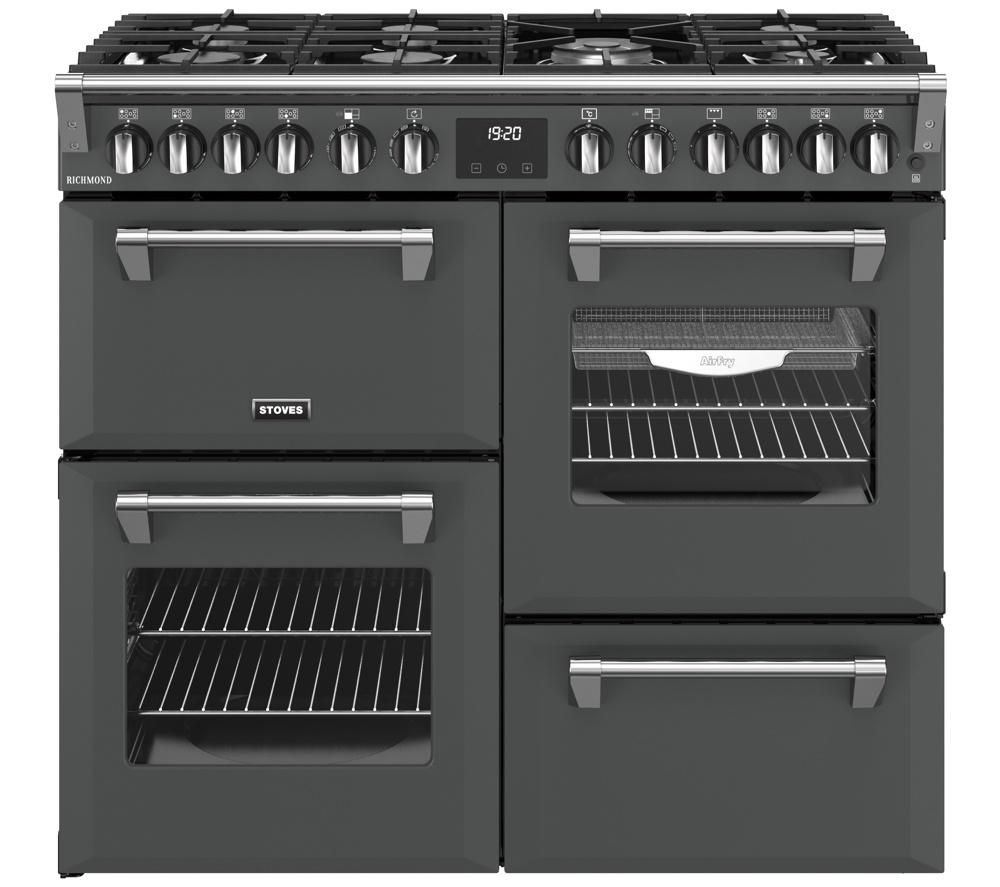 STOVES Richmond 100DF Dual Fuel Range Cooker - Anthracite & Chrome