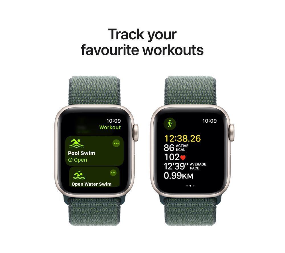 APPLE Watch SE - 40 mm Starlight Aluminium Case with Lake Green Sport Loop