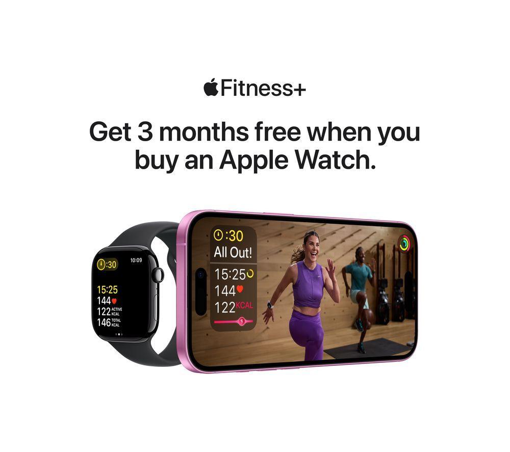 APPLE Watch SE - 44 mm Silver Aluminium Case with Denim Sport Band, S/M
