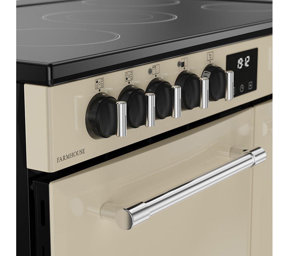BELLING Farmhouse 90E Electric Ceramic Range Cooker - Cream & Chrome