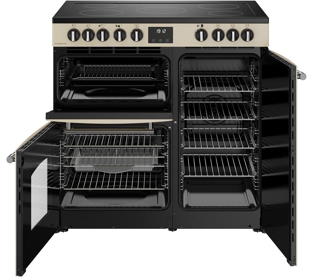 BELLING Farmhouse 90E Electric Ceramic Range Cooker - Cream & Chrome
