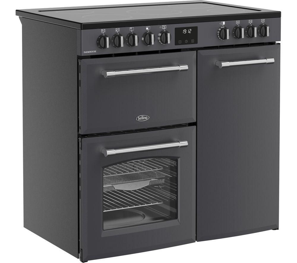 BELLING Farmhouse 90E Electric Ceramic Range Cooker - Anthracite & Chrome
