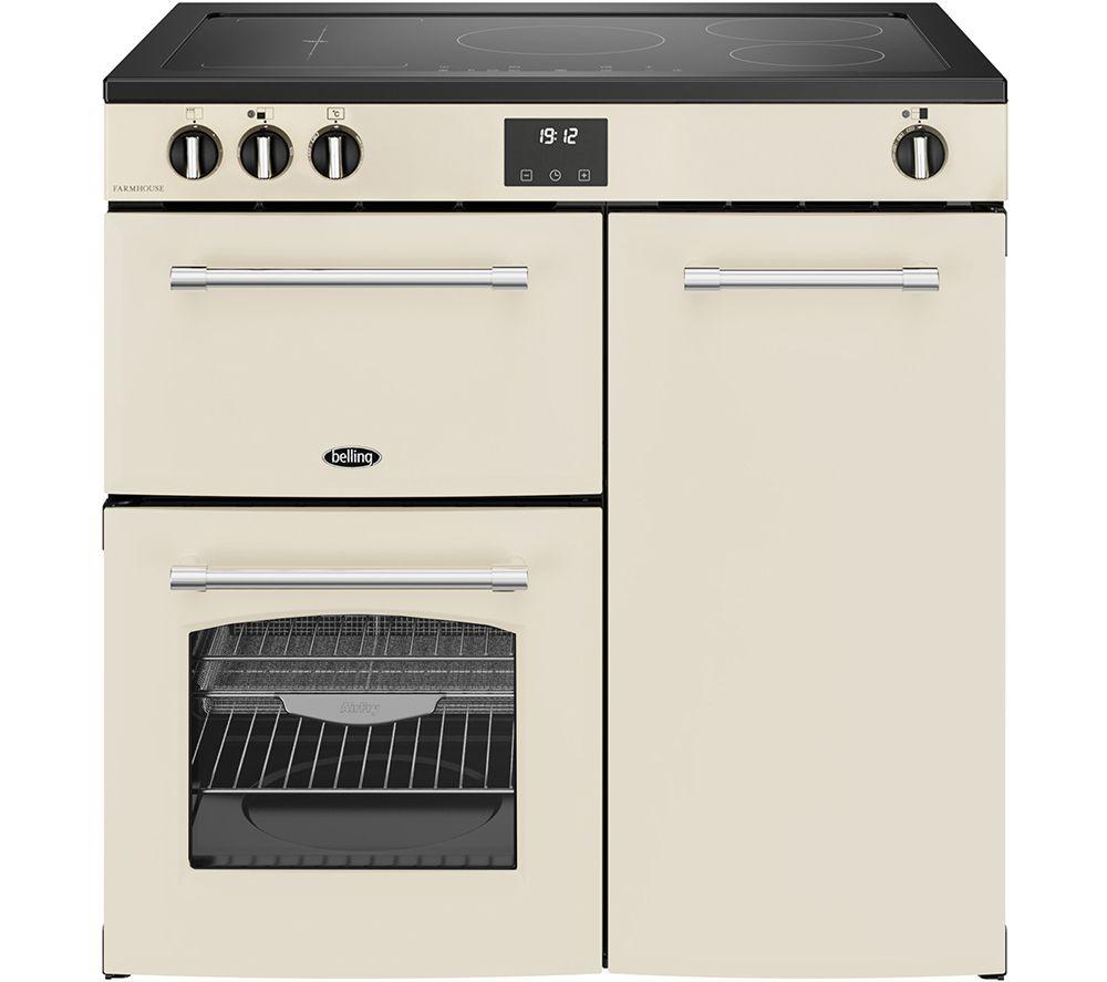 BELLING Farmhouse 90EI Electric Induction Range Cooker - Cream & Chrome
