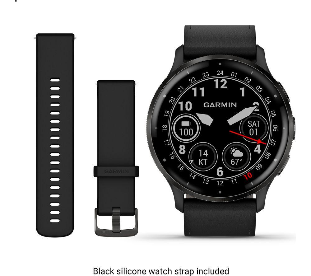 GARMIN Venu 3 - Slate with Black Leather Band & Black Silicone Band