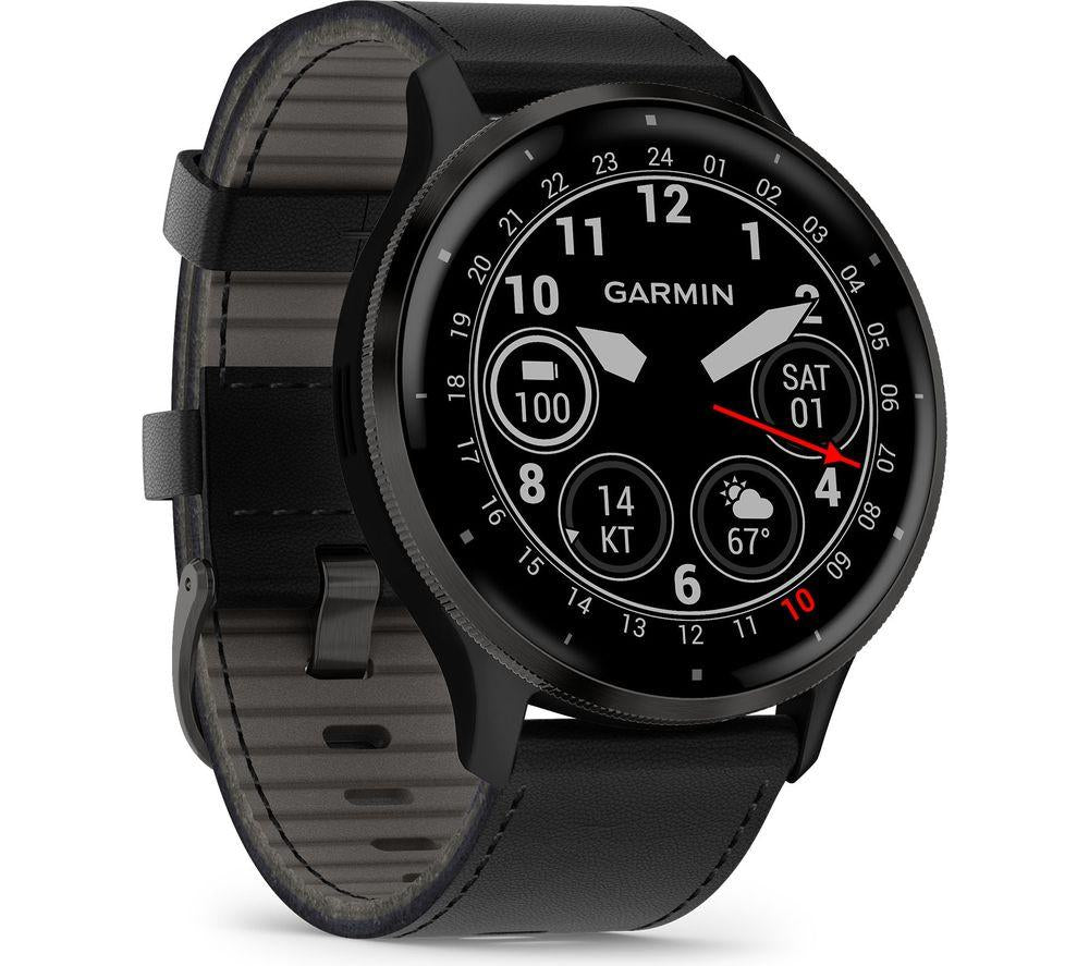 GARMIN Venu 3 - Slate with Black Leather Band & Black Silicone Band