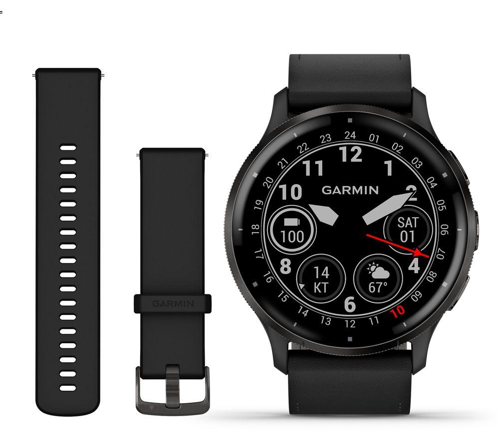 GARMIN Venu 3 - Slate with Black Leather Band & Black Silicone Band