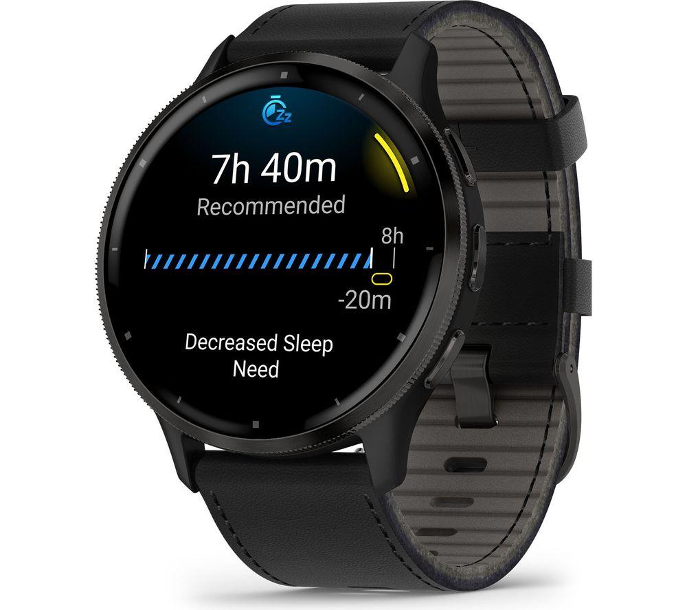 GARMIN Venu 3 - Slate with Black Leather Band & Black Silicone Band