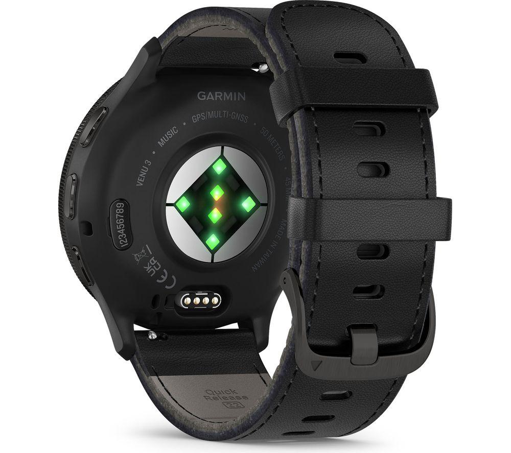GARMIN Venu 3 - Slate with Black Leather Band & Black Silicone Band